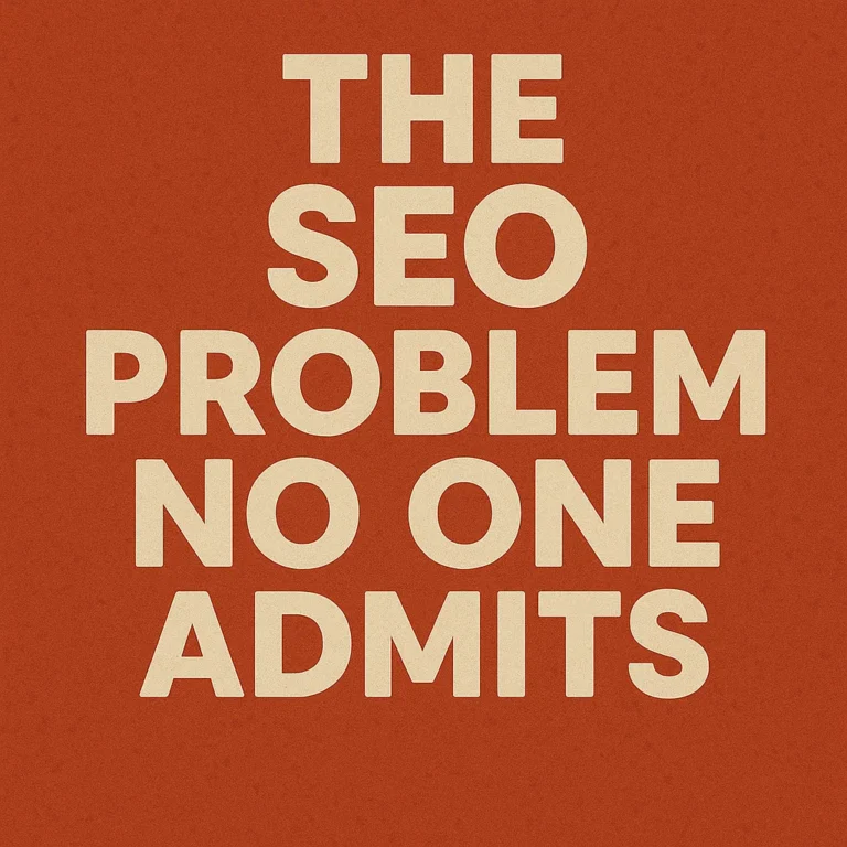 Red background with letters that read "The SEO Problem No One Wants To Admit"
